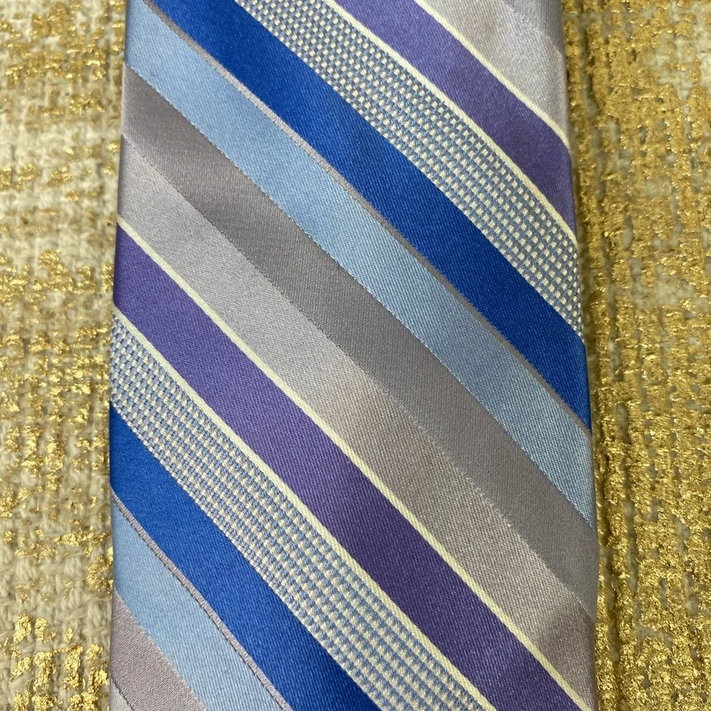 MICHAEL KORS Men’s Blue & Purple Striped Silk Necktie | Office Business Work